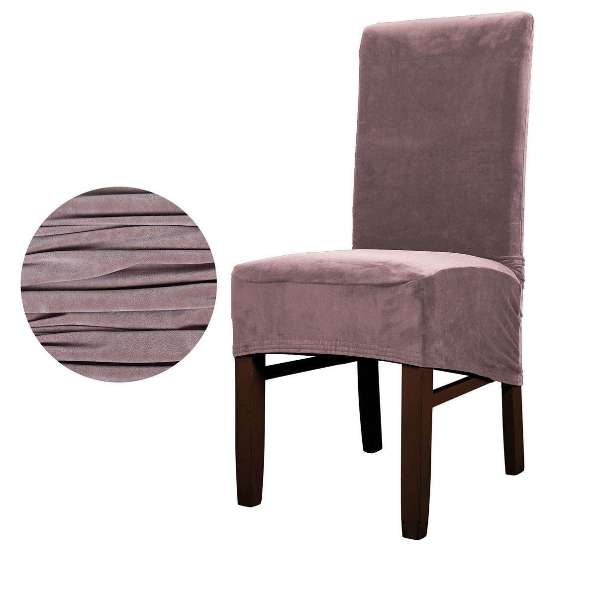 1/4Pcs Stretch Dining Chair Cover Seat Slipcover Plush Protector For Banquet Restaurant Wedding Beige