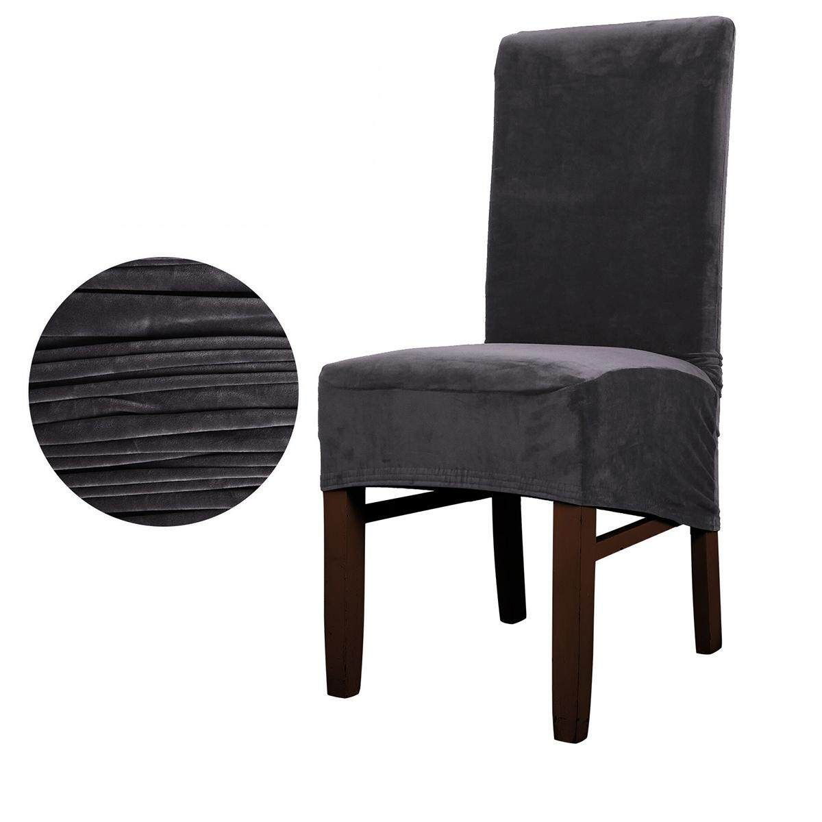 1/4Pcs Stretch Dining Chair Cover Seat Slipcover Plush Protector For Banquet Restaurant Wedding Beige