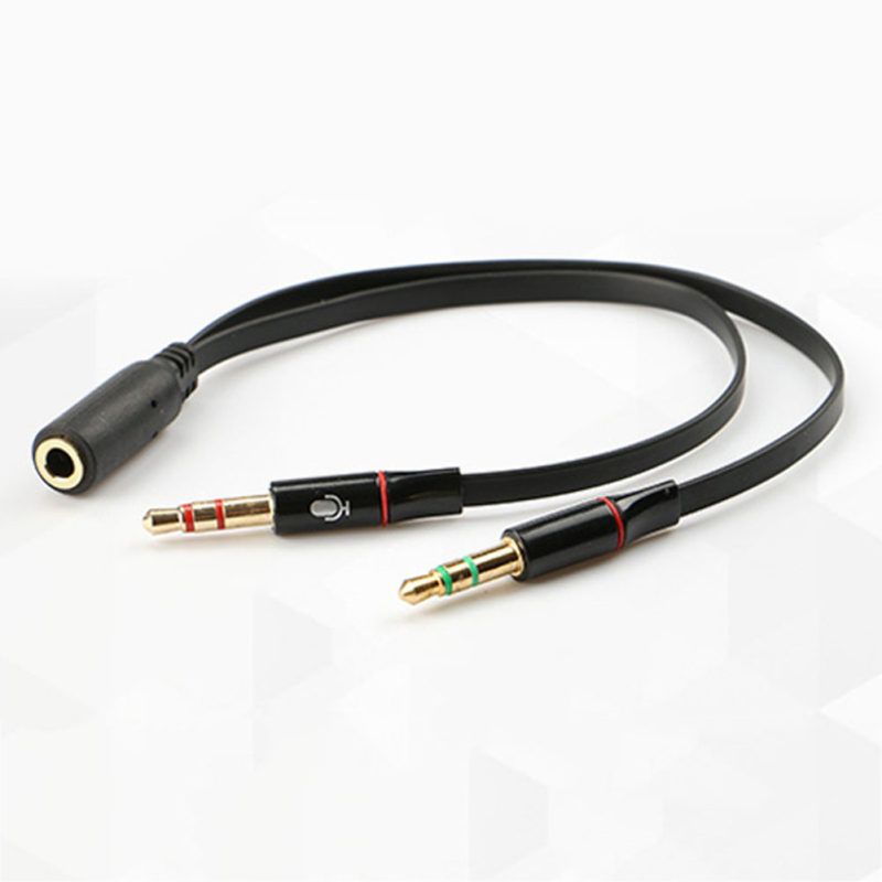 3.5mm Stereo Audio Female To 2 Male Headset Microphone Y-