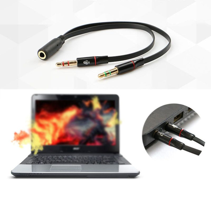 3.5mm Stereo Audio Female To 2 Male Headset Microphone Y-