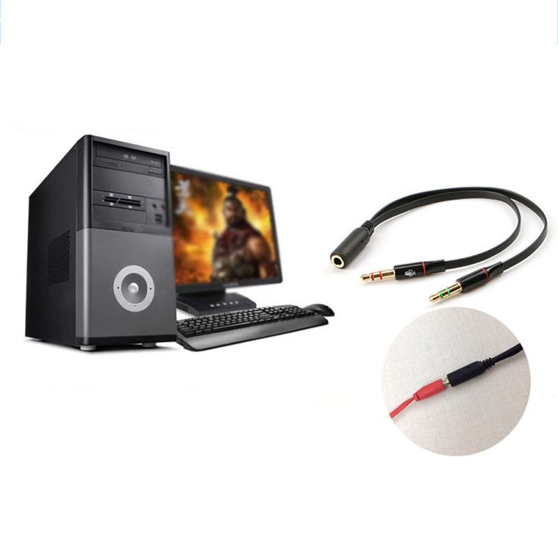 3.5mm Stereo Audio Female To 2 Male Headset Microphone Y-