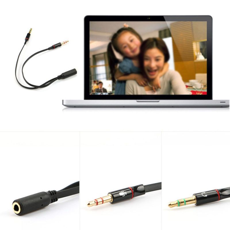 3.5mm Stereo Audio Female To 2 Male Headset Microphone Y-
