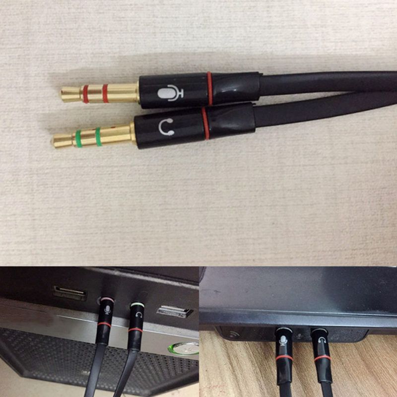 3.5mm Stereo Audio Female To 2 Male Headset Microphone Y-
