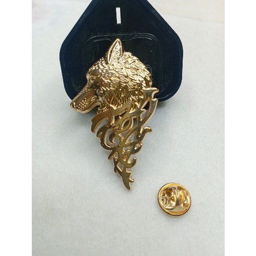 Wolf Head Brooch With Free Pouch - Gold