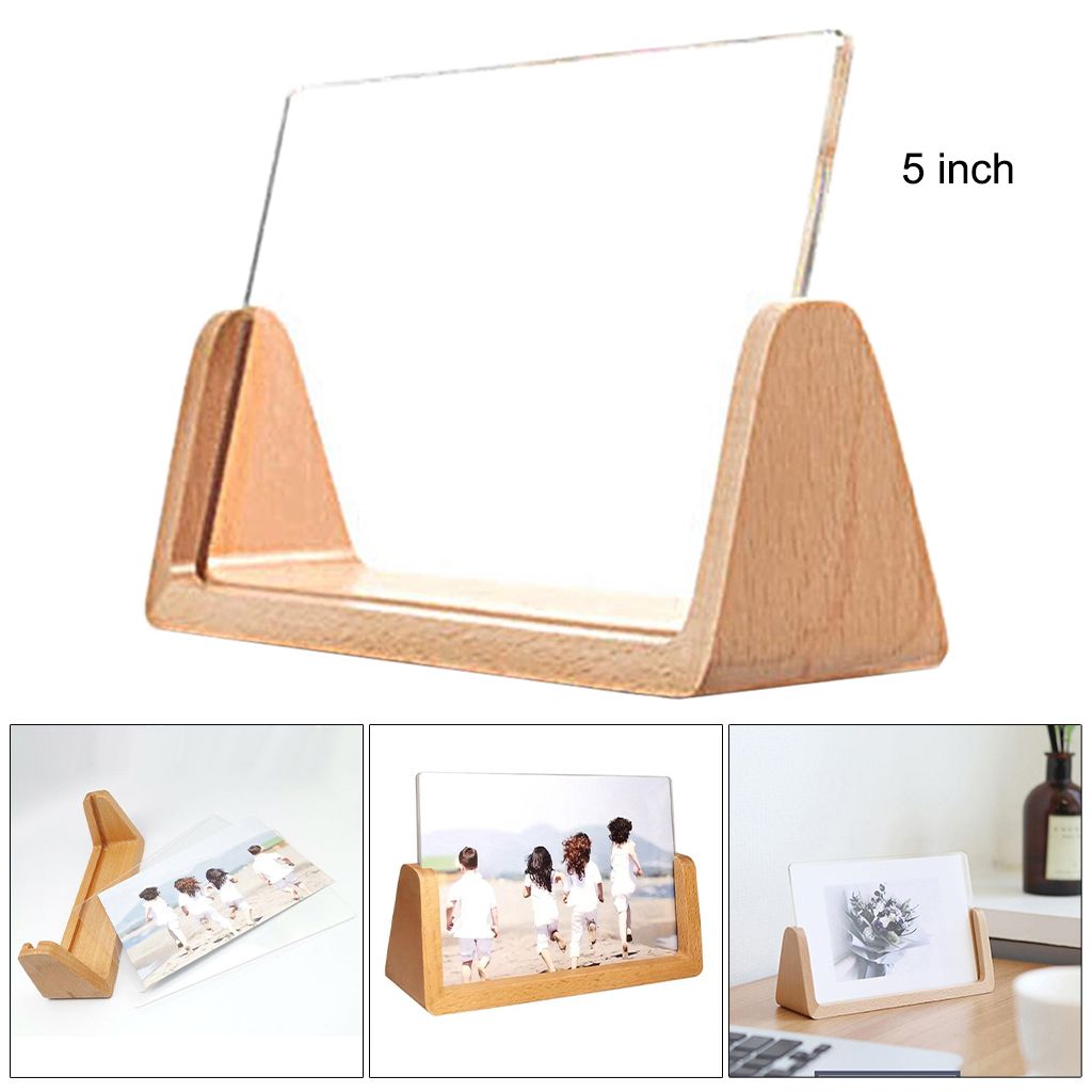 Wood Photo Frame Picture Frames Wooden Base Clear Acrylic Cover Home