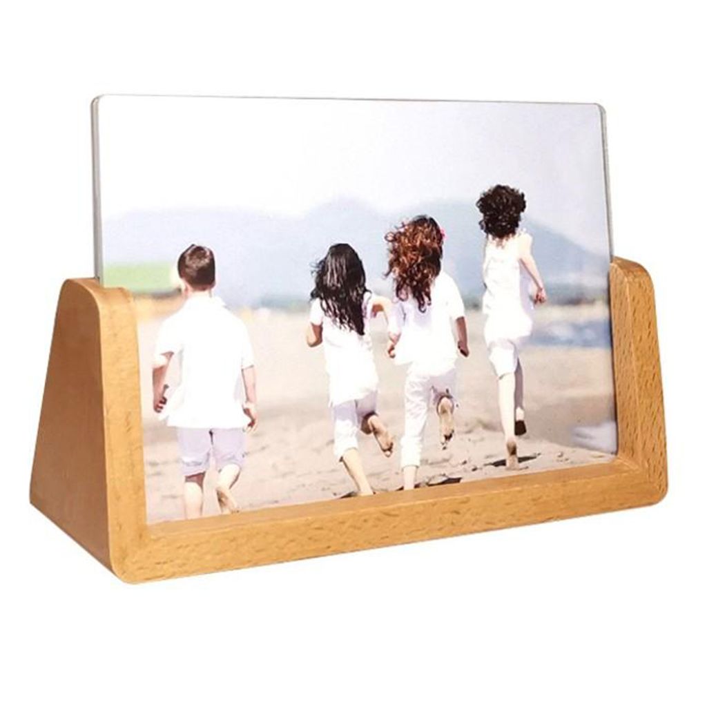 Wood Photo Frame Picture Frames Wooden Base Clear Acrylic Cover Home