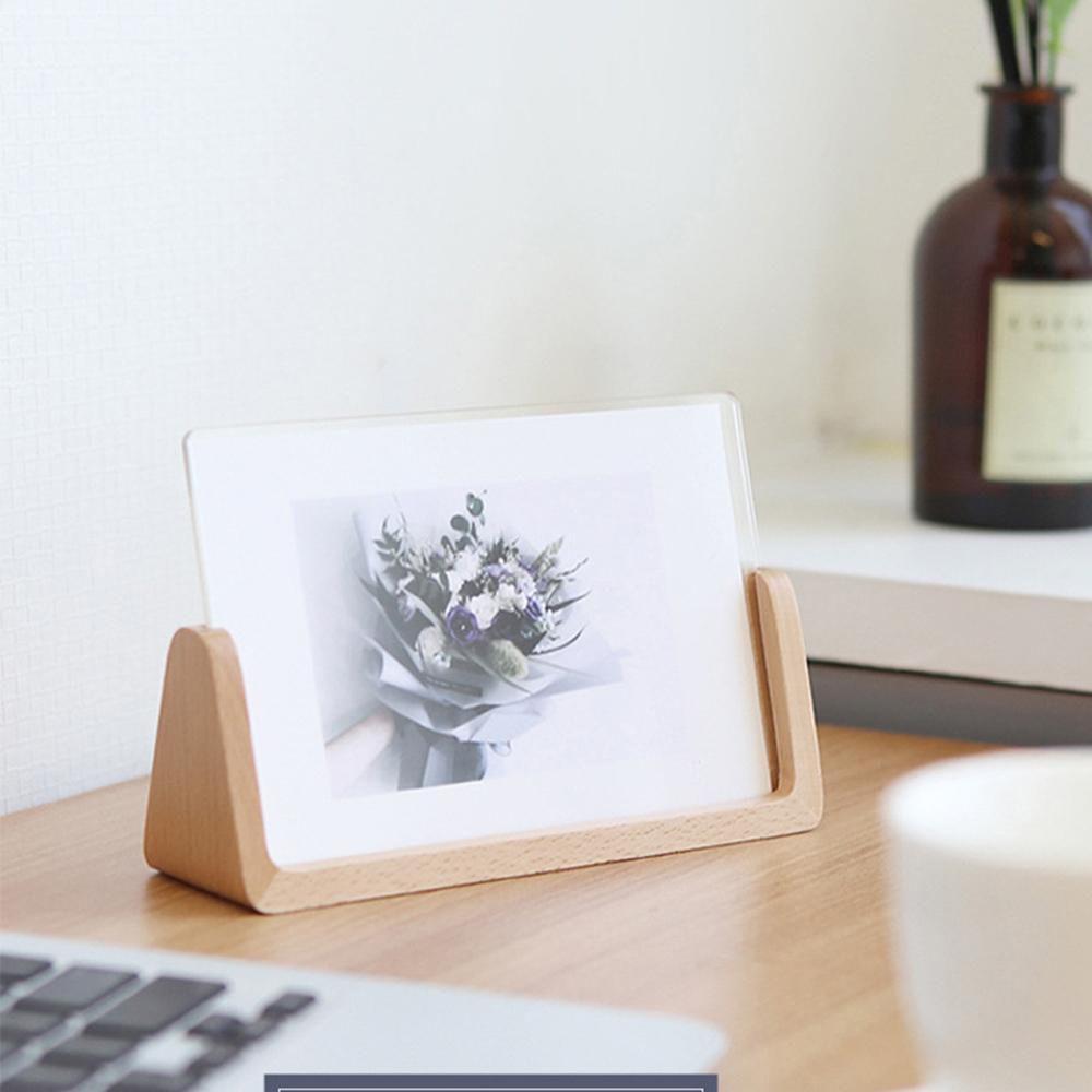 Wood Photo Frame Picture Frames Wooden Base Clear Acrylic Cover Home