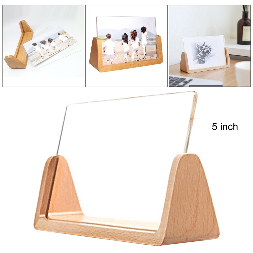 Wood Photo Frame Picture Frames Wooden Base Clear Acrylic Cover Home