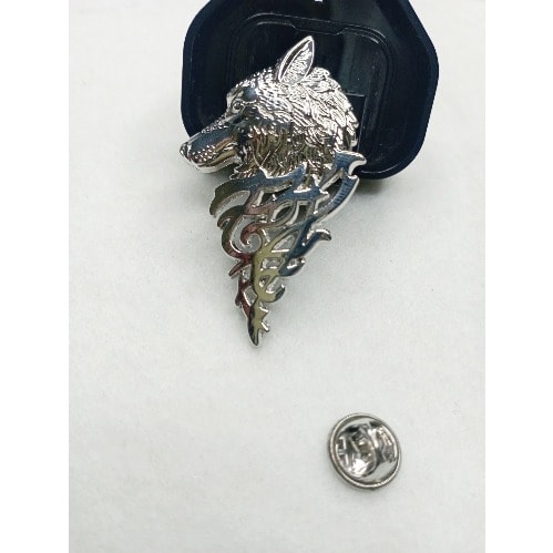 Wolf Head Brooch with Free Pouch-Silver