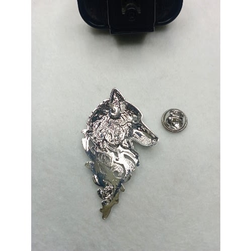 Wolf Head Brooch with Free Pouch-Silver