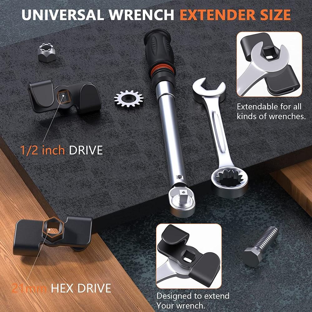 Wrench Extender Adapter for 1/2 Inch Drive or 21mm Hex Drive Universal Wrench Extension Tool