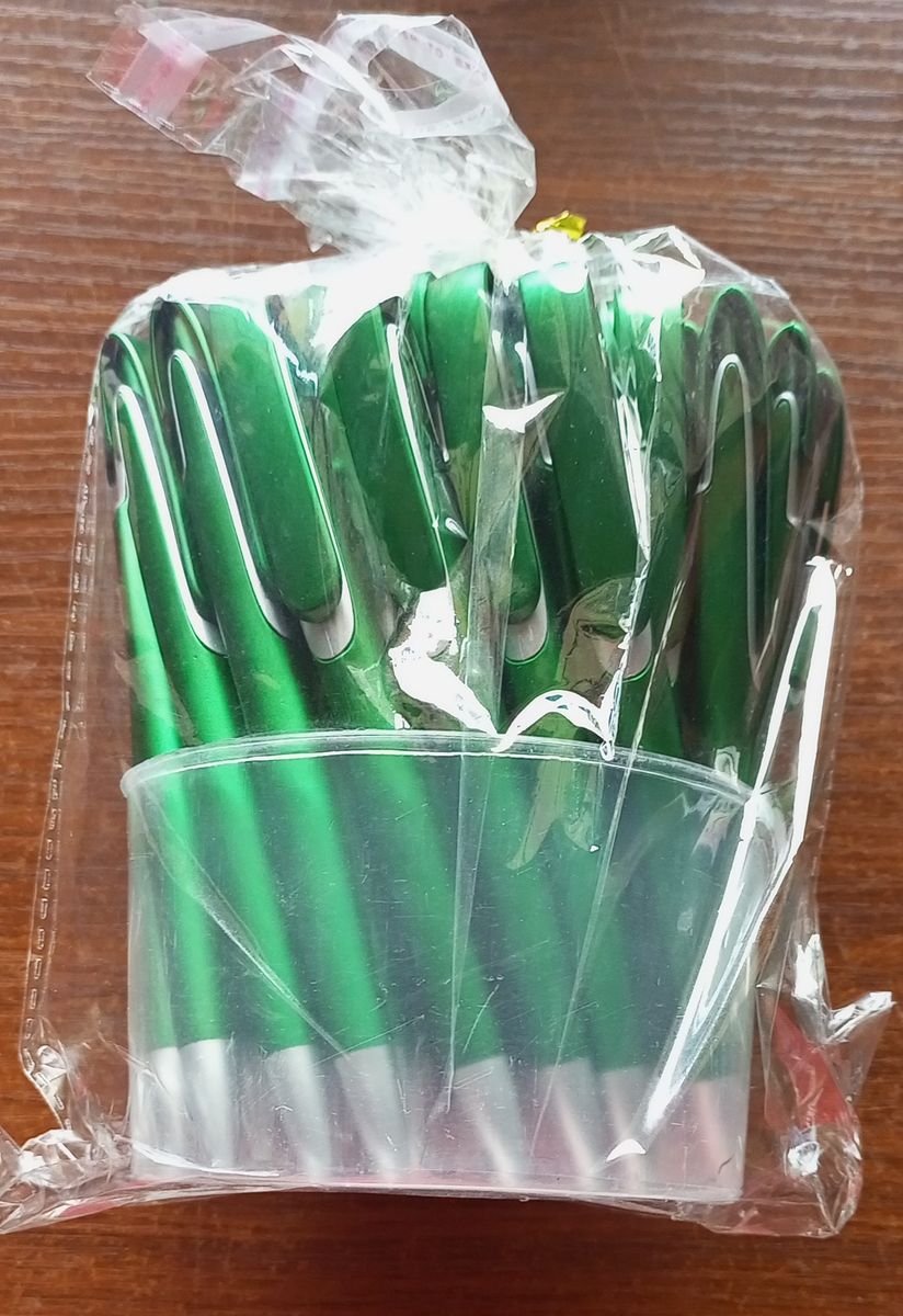Fancy Customizable Plastic Ballpoint Pen - 50 Pcs Pack (Green Color)