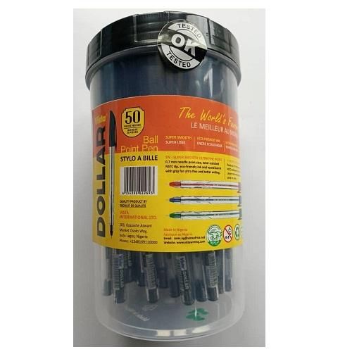 Dollar Ballpoint Black Pens- 50 Pieces