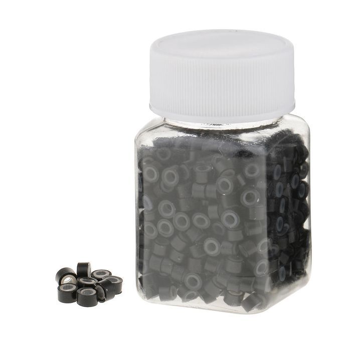 Lot Of 500 Pcs Silicone Hair Extension Loops Micro Color Ring Black
