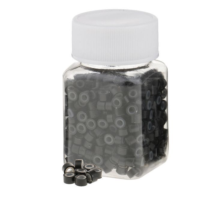 Lot Of 500 Pcs Silicone Hair Extension Loops Micro Color Ring Black