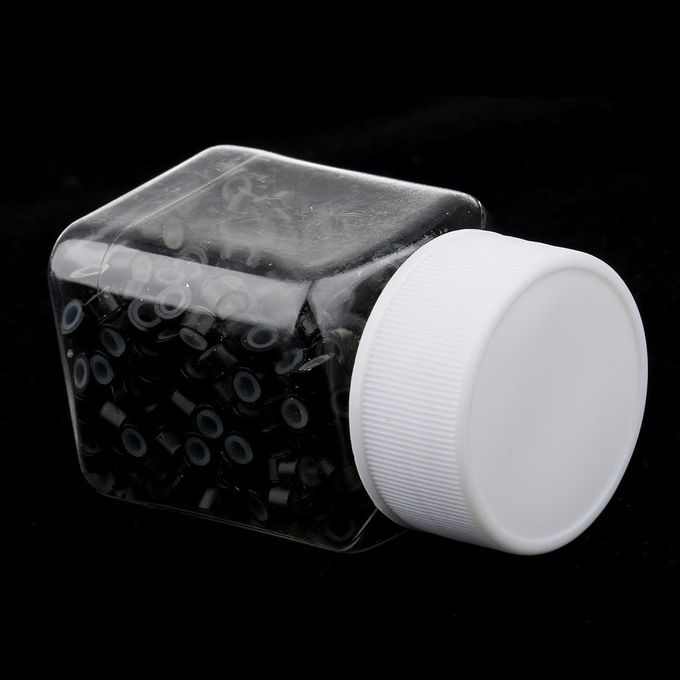 Lot Of 500 Pcs Silicone Hair Extension Loops Micro Color Ring Black