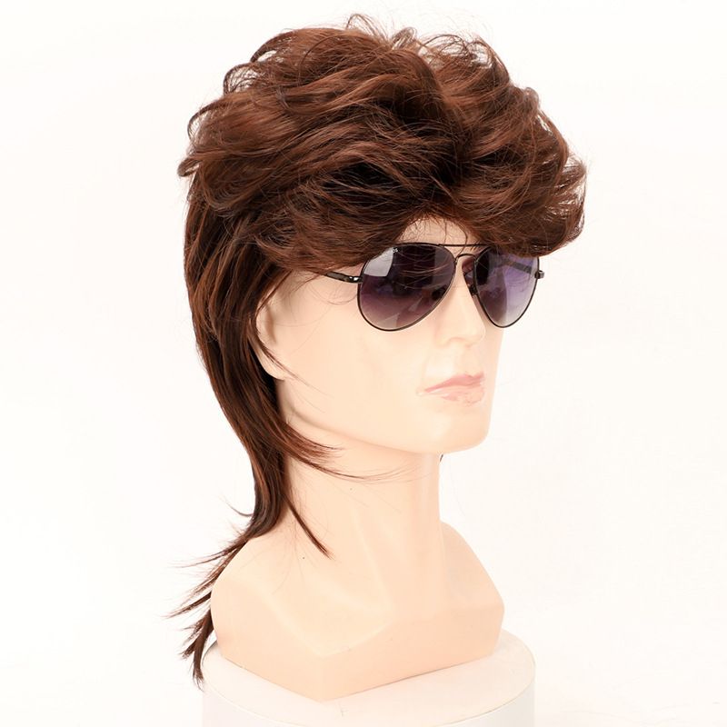 Synthetic Hair Made Of Heat-resistant Fibers For Men's Wigs