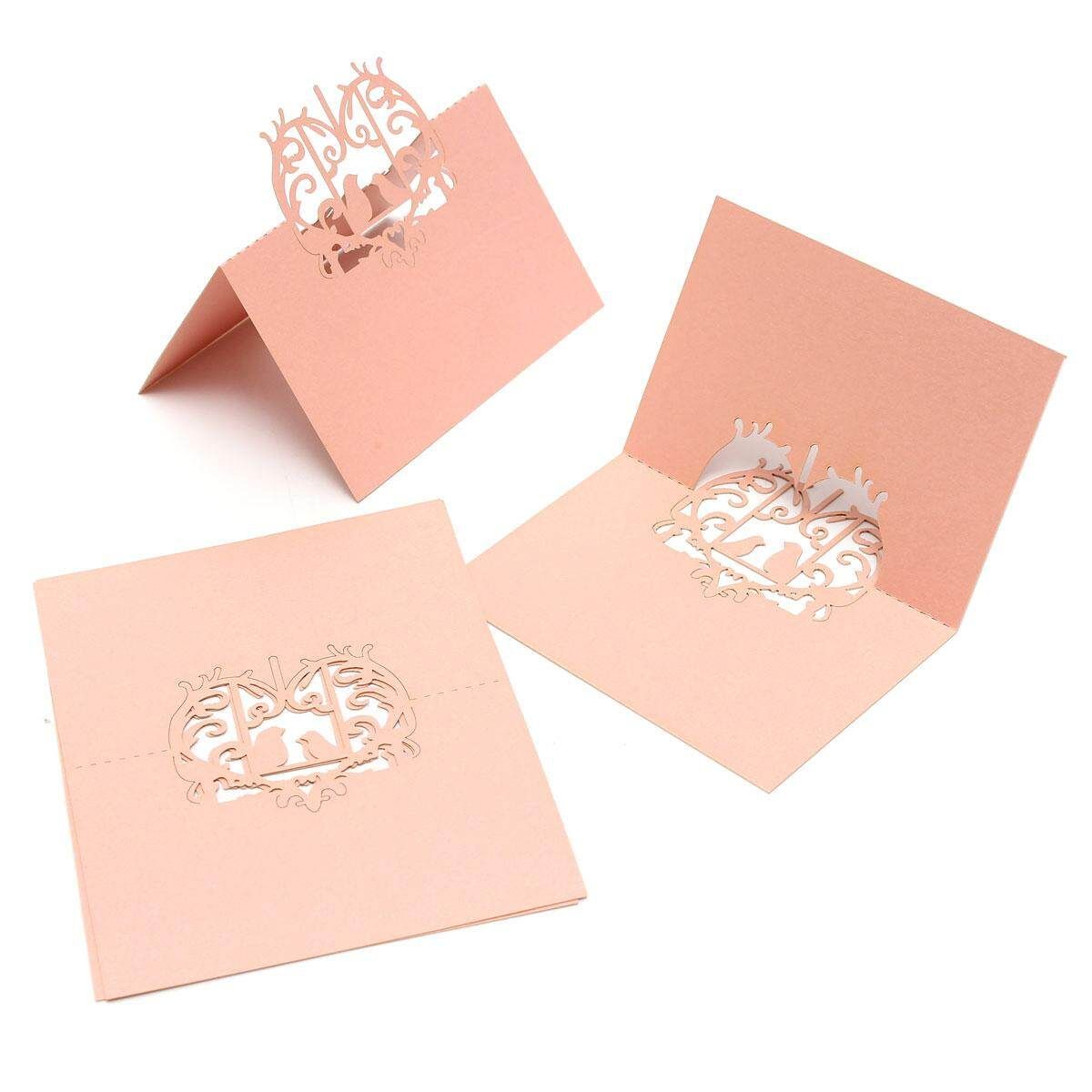10pcs Love Birds Cut Wedding Party Table Name Place Invitation Cards Favor Decor Pink