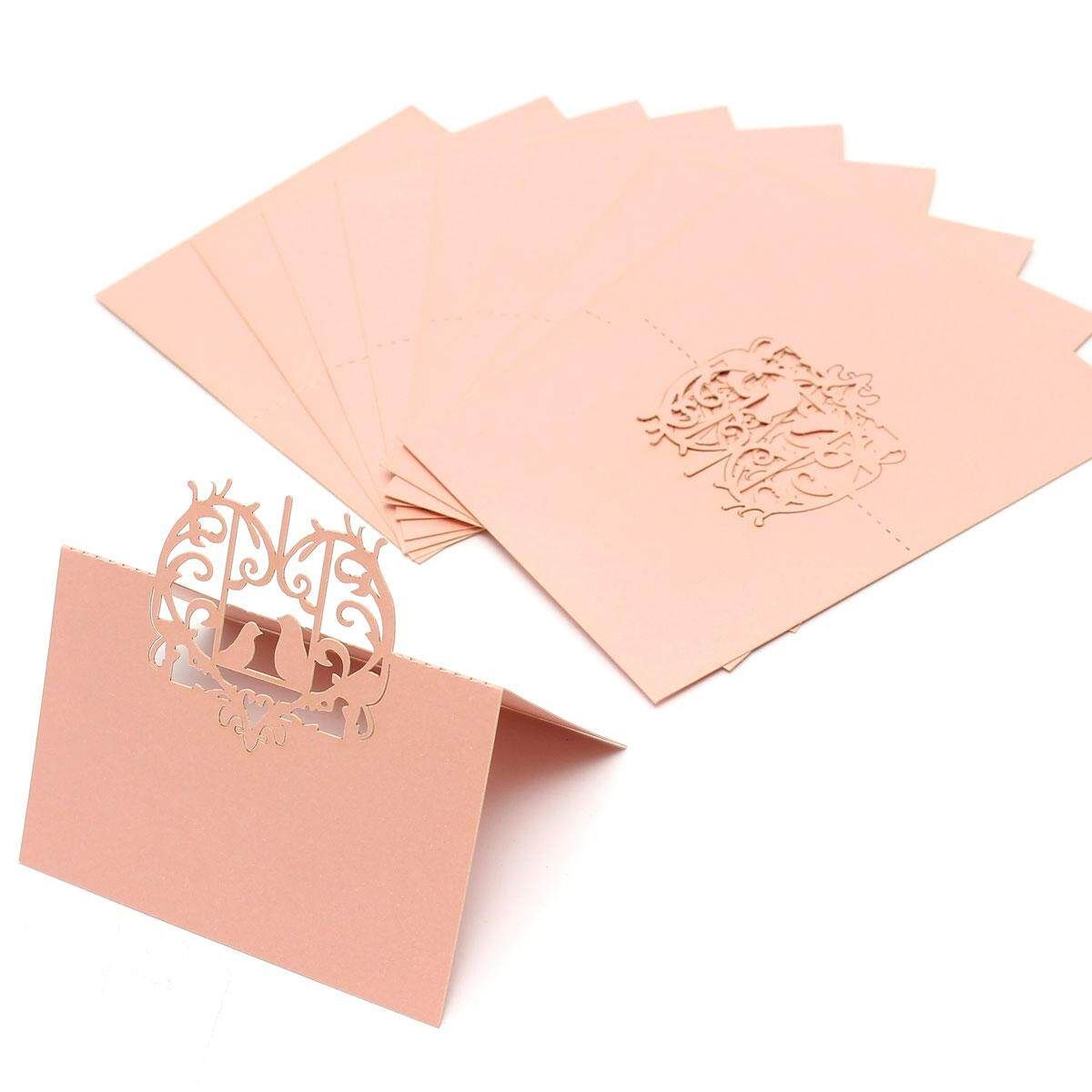 10pcs Love Birds Cut Wedding Party Table Name Place Invitation Cards Favor Decor Pink