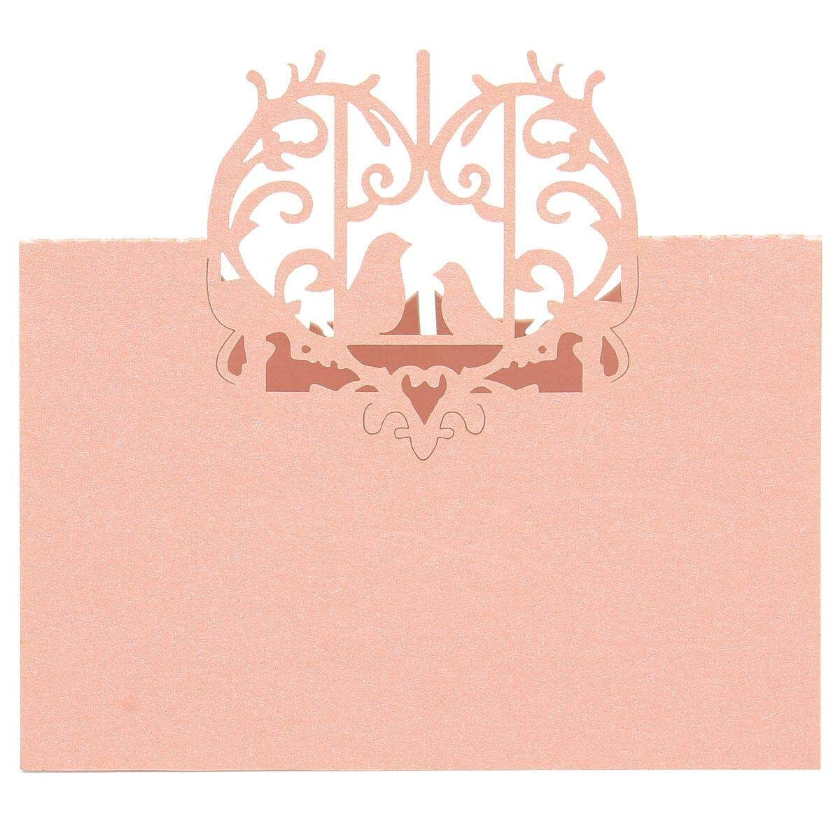 10pcs Love Birds Cut Wedding Party Table Name Place Invitation Cards Favor Decor Pink