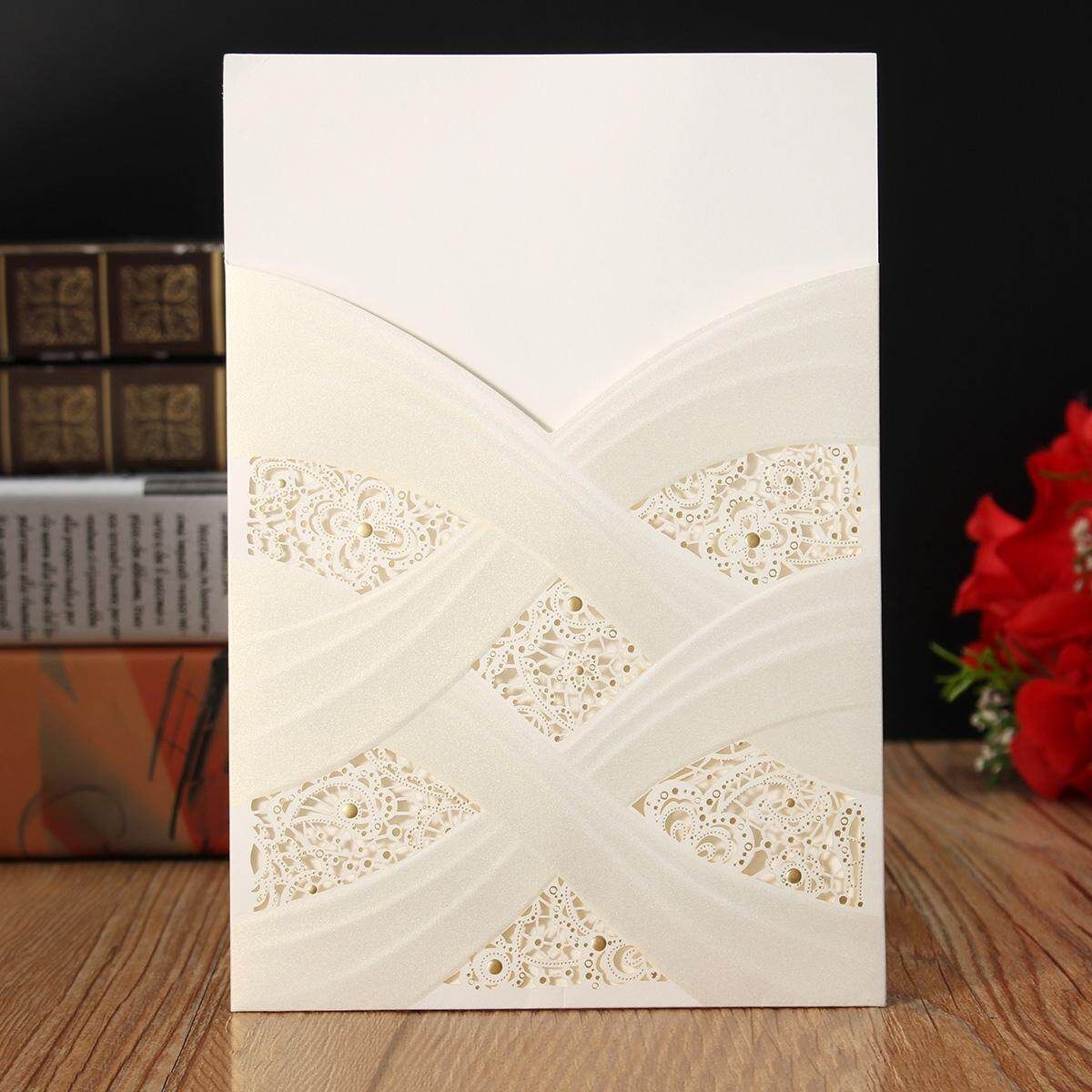 Wedding Invitation Cards Kit, Envelopes, Seals, Custom Personalized Printing White White