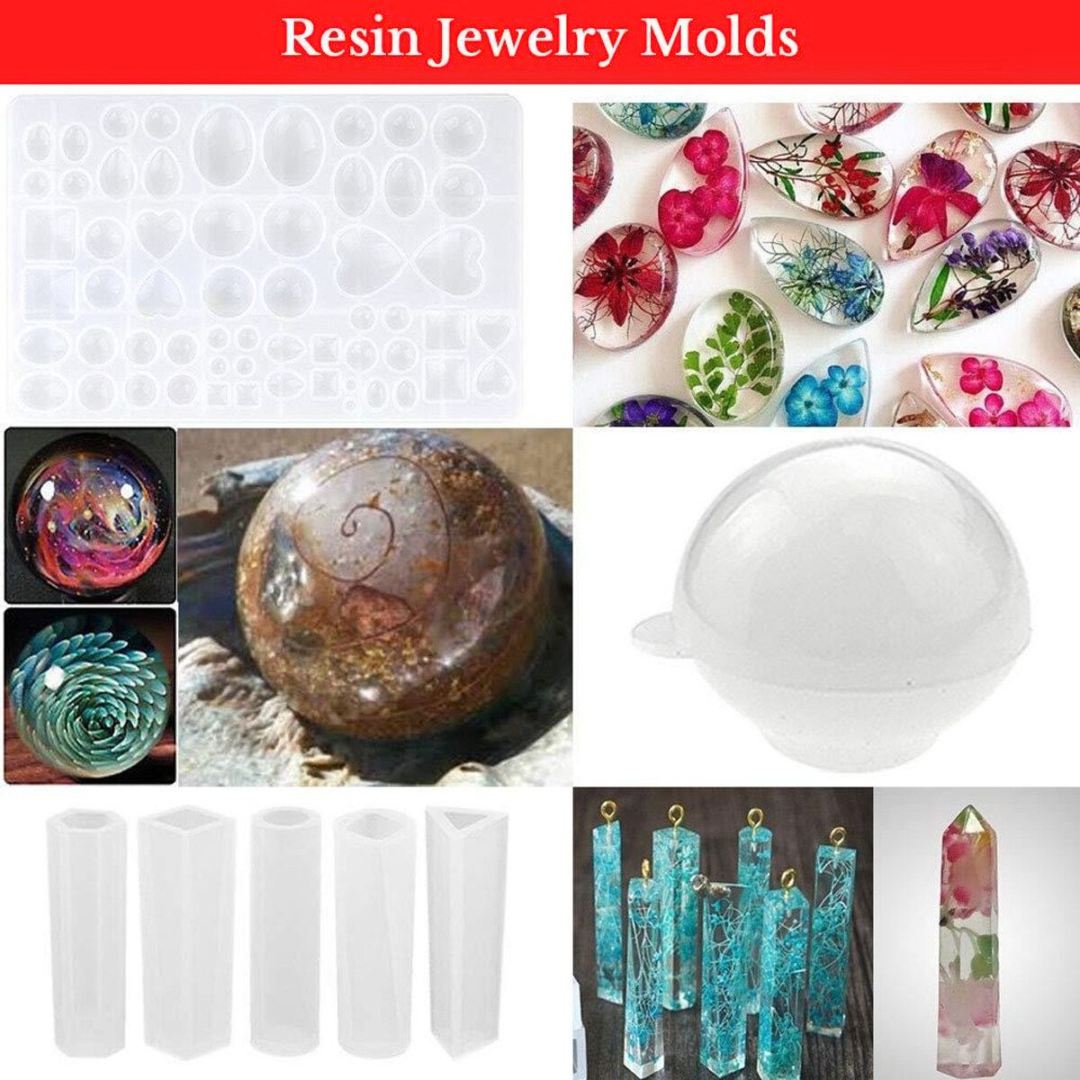113/138 Pcs DIY Craft Silicone Resin Jewelry Casting Mold With Glitter And Flower Decoration DIY Artcraft Project Gift Pendant Making Tools Set For Beginners Pink