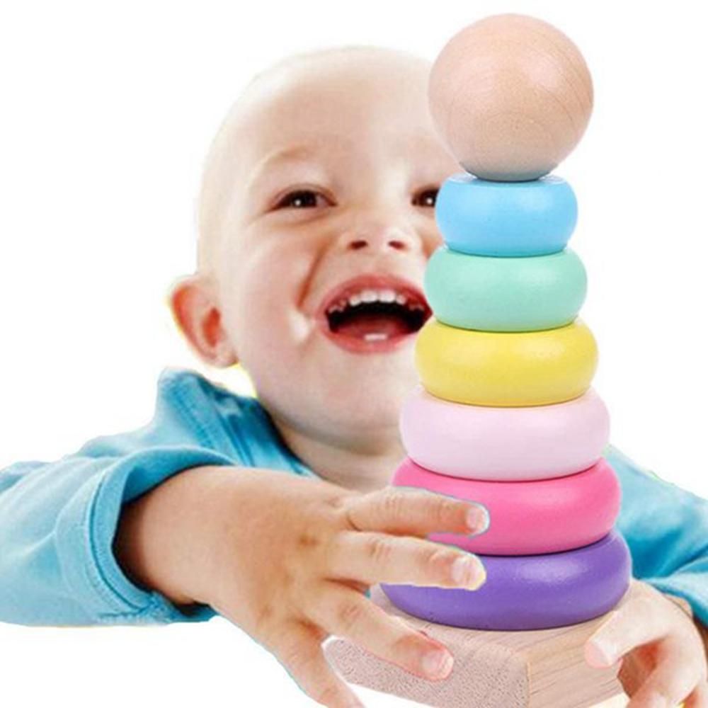 Rainbow Stacking Ring Tower Staple Ring Blocks Baby Gift