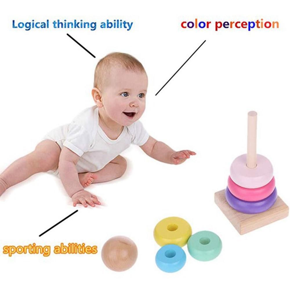 Rainbow Stacking Ring Tower Staple Ring Blocks Baby Gift