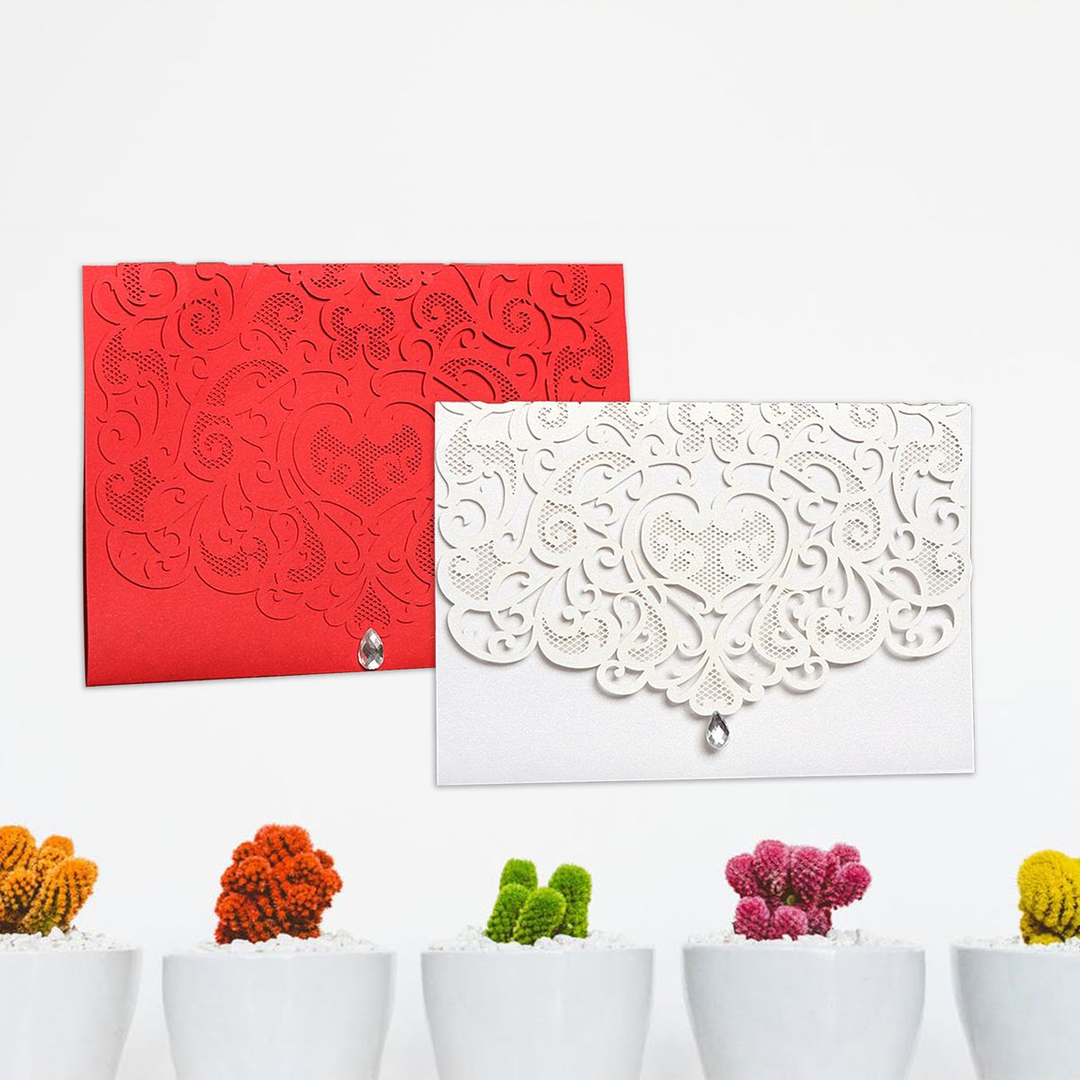 25PCS Hollow Out Wedding Invitations Cards With Envelopes