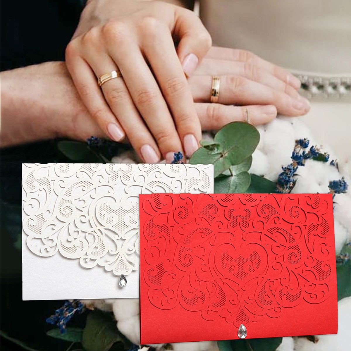 25PCS Hollow Out Wedding Invitations Cards With Envelopes