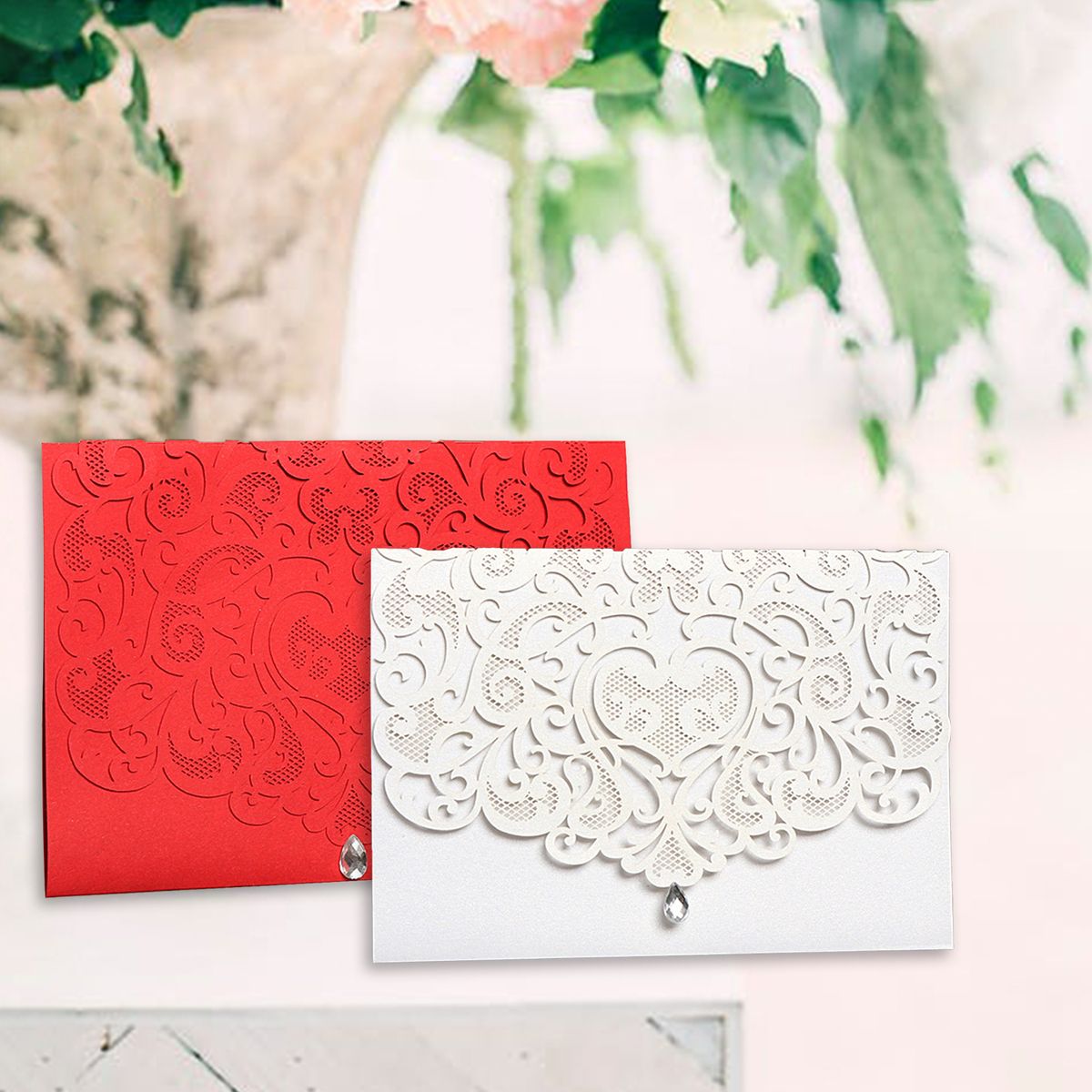 25PCS Hollow Out Wedding Invitations Cards With Envelopes
