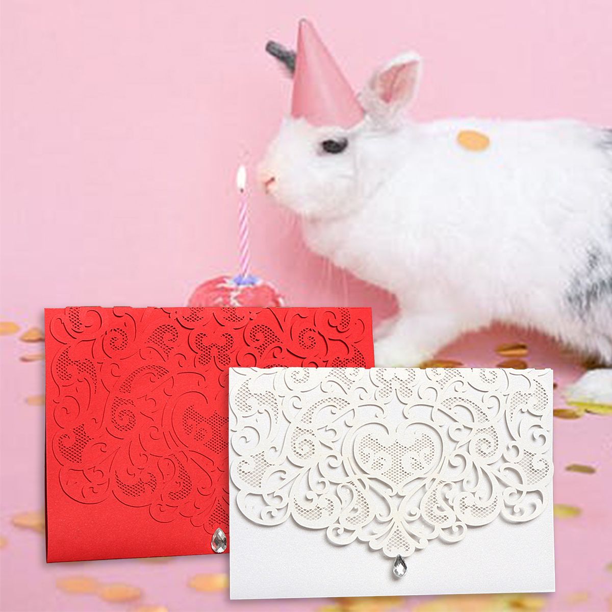 25PCS Hollow Out Wedding Invitations Cards With Envelopes