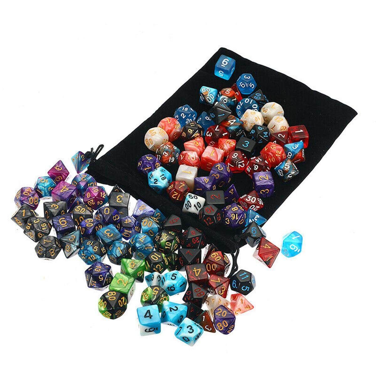 105PCS Metal Polyedrai Dice Set For Dungeons DND RPG MTG Dice Desktop Game + Bag