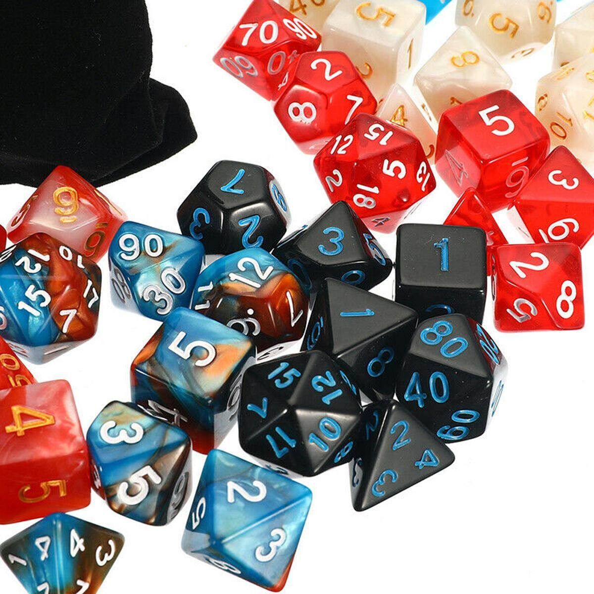 105PCS Metal Polyedrai Dice Set For Dungeons DND RPG MTG Dice Desktop Game + Bag