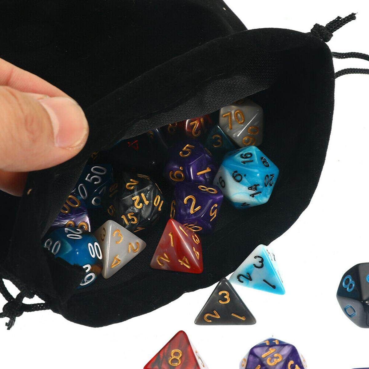 105PCS Metal Polyedrai Dice Set For Dungeons DND RPG MTG Dice Desktop Game + Bag