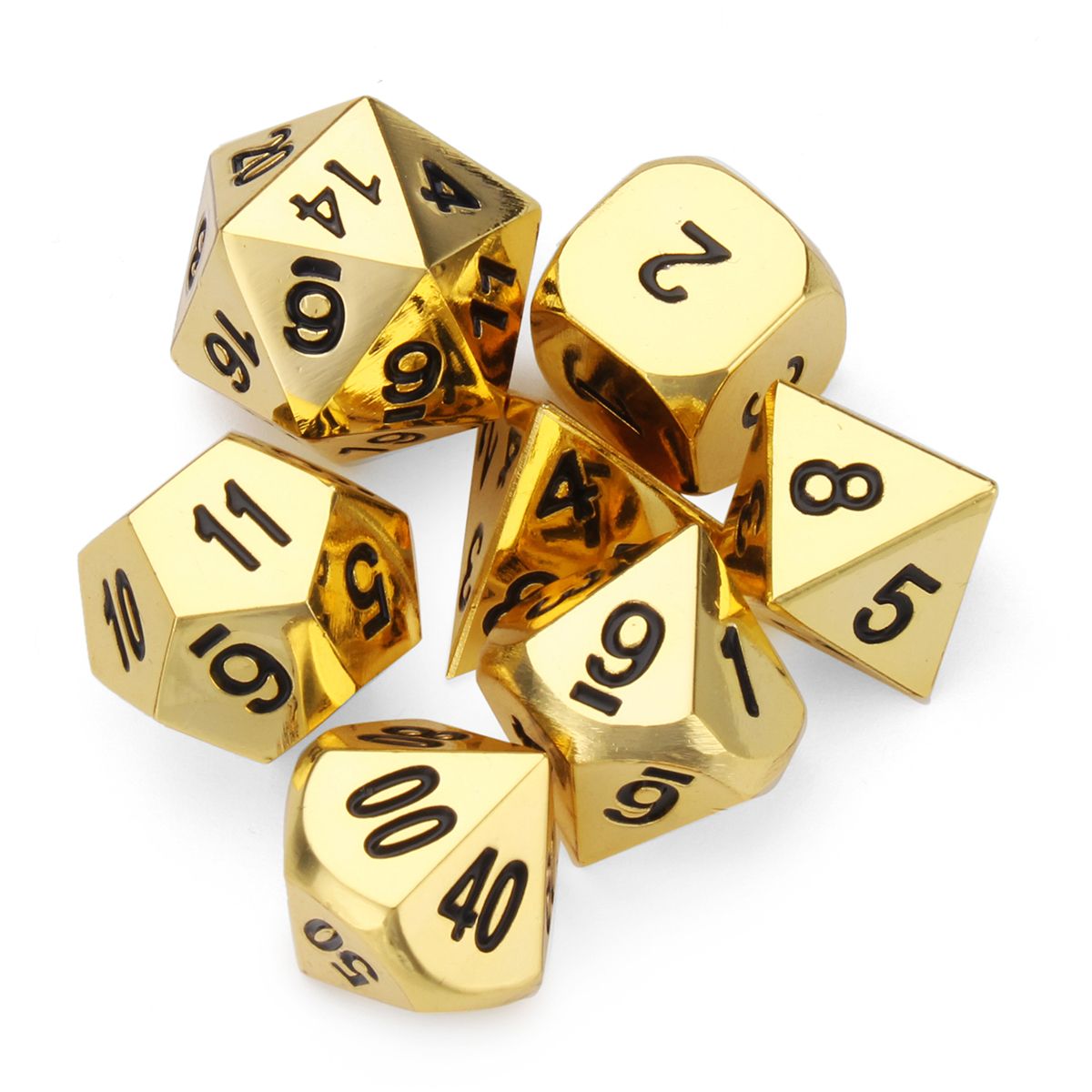Embossed Antique Metal Polyhedral Dice Role Playing Game Party W/ Bag Imitation Gold