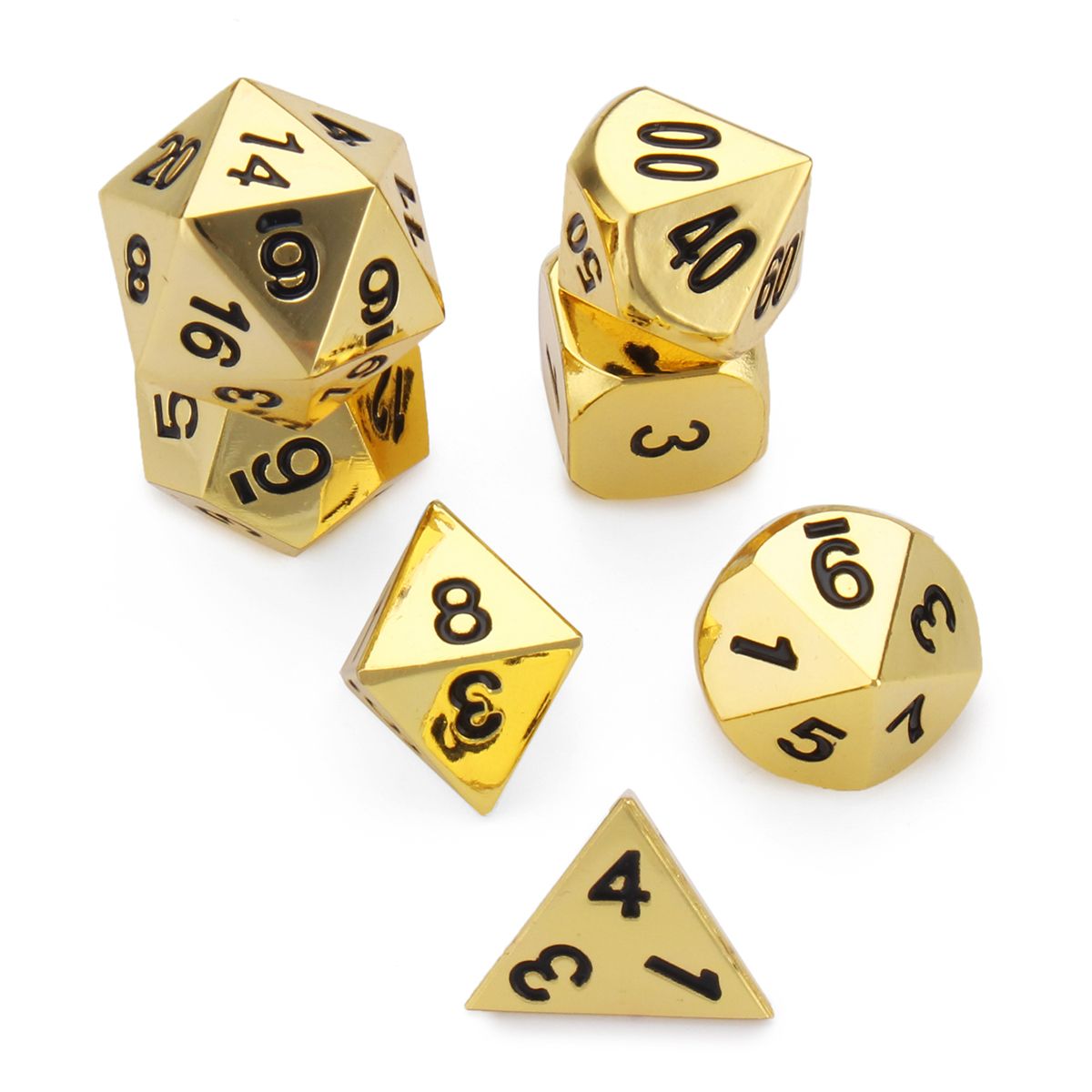 Embossed Antique Metal Polyhedral Dice Role Playing Game Party W/ Bag Imitation Gold