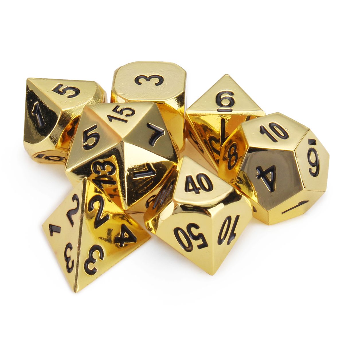 Embossed Antique Metal Polyhedral Dice Role Playing Game Party W/ Bag Imitation Gold