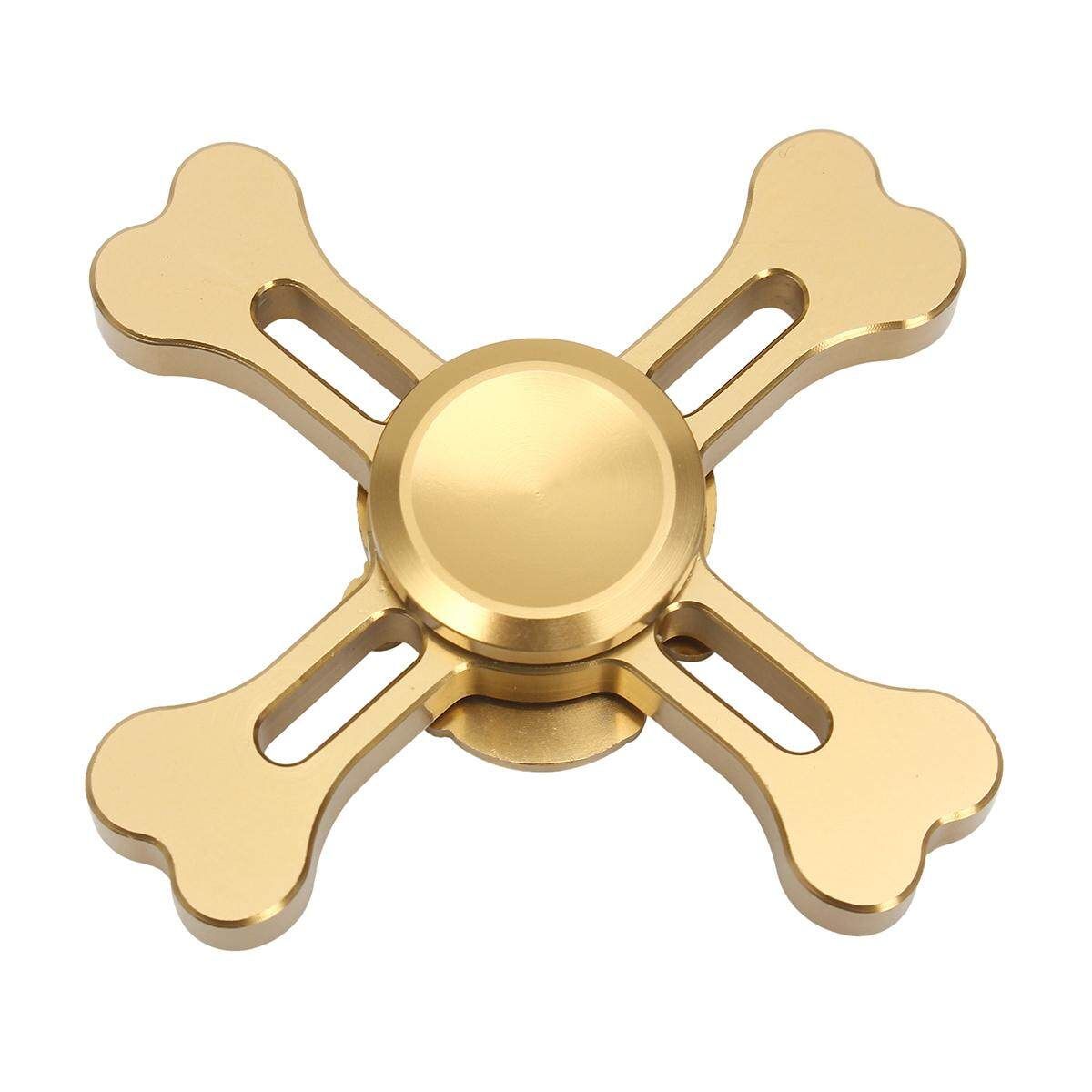 Cool 3D Skull Tri Fidget Hand Finger Spinner Desk Focus EDC ADHD Autism Toy Gold