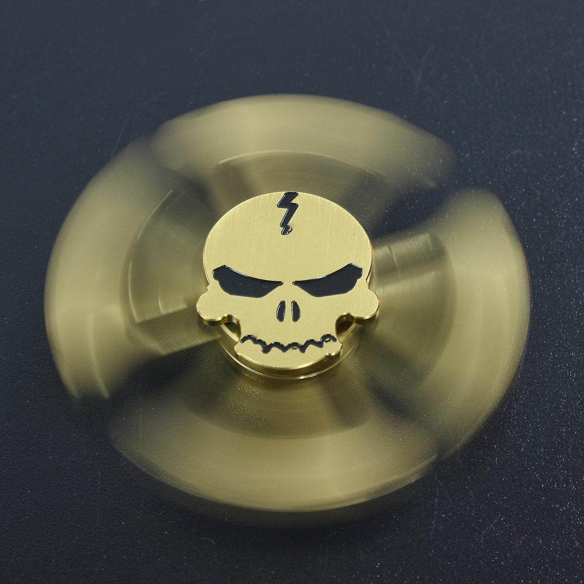 Cool 3D Skull Tri Fidget Hand Finger Spinner Desk Focus EDC ADHD Autism Toy Gold