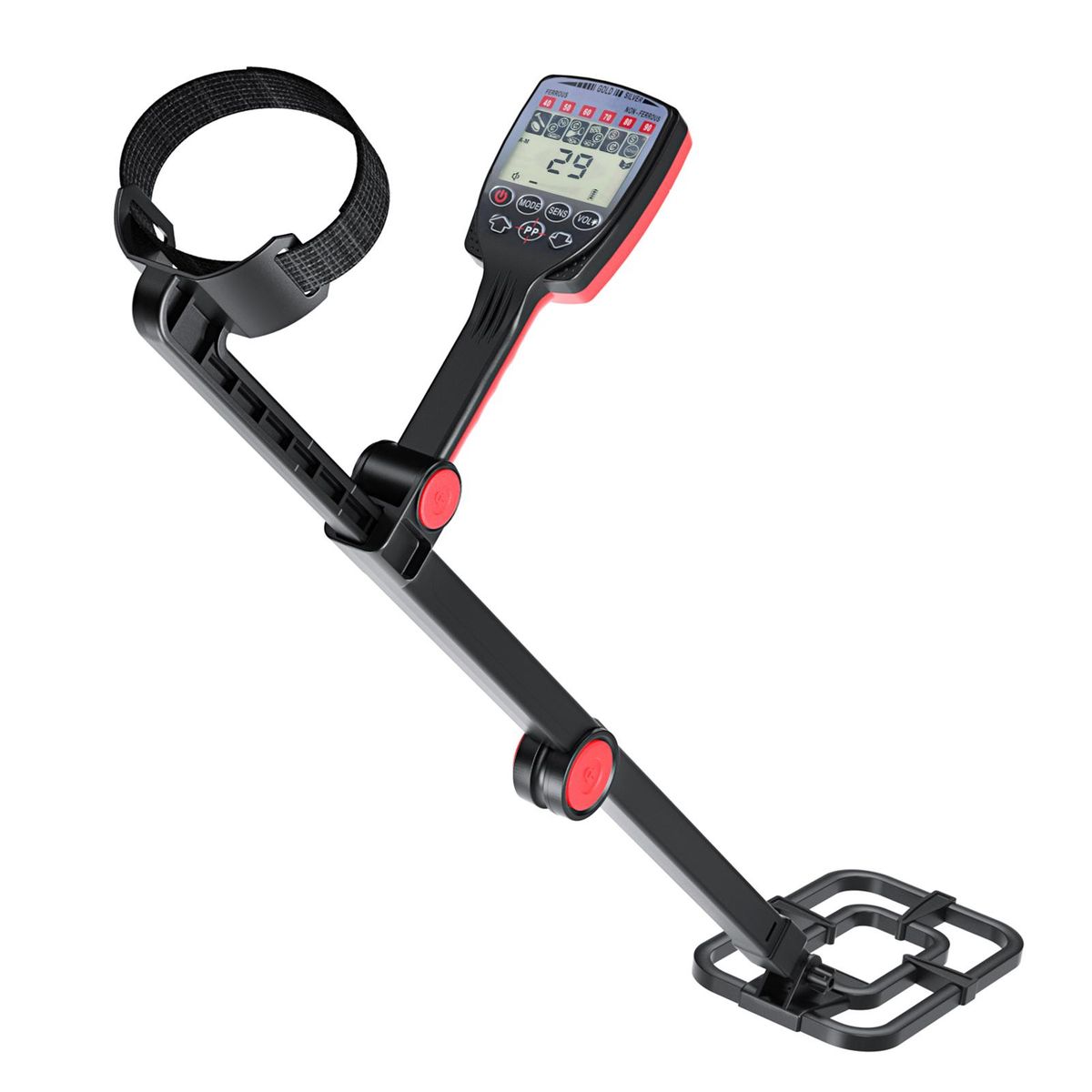Meterk Metal Detector High Accuracy Metal Finder LCD Display Adjustable Stem All Metal Pinpoint Disc Memory & Jewelry Mode 11 Inch Waterproof Search Coil with Shovel Bag for Detecting Gold Coin Treasure