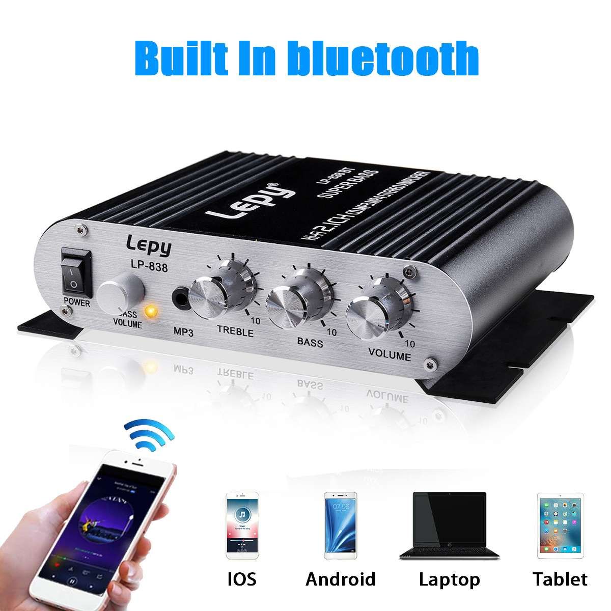 Upgrade 600W Bluetooth Power Amplifier 2.1 Channel Hi-Fi