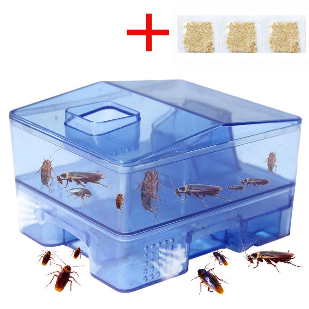 3pcs 3 Doors Pest Control Tool Cockroach Trap Container Collect & Killer Catcher Box