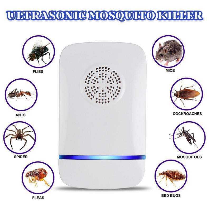 (US/EU PLUG) With LED Ultrasonic Electronic Magnetic Pest Anti Mosquito Killer Rat Mouse Cockroach Insect Fly Bug Squirrel Repellent WHITE Aesthetic Rules