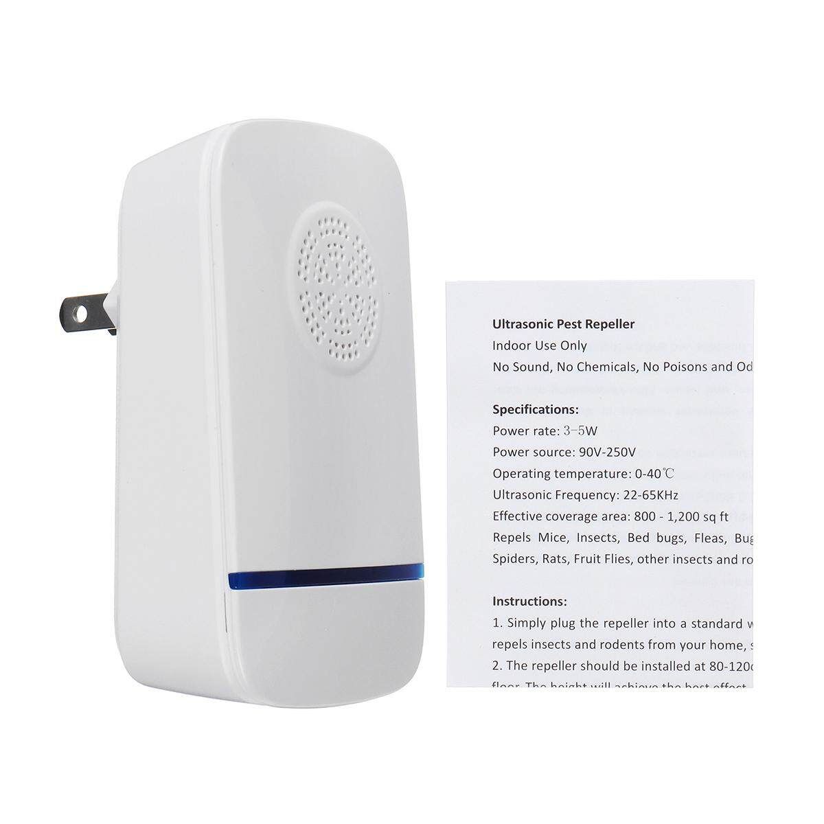 (US/EU PLUG) With LED Ultrasonic Electronic Magnetic Pest Anti Mosquito Killer Rat Mouse Cockroach Insect Fly Bug Squirrel Repellent WHITE Aesthetic Rules