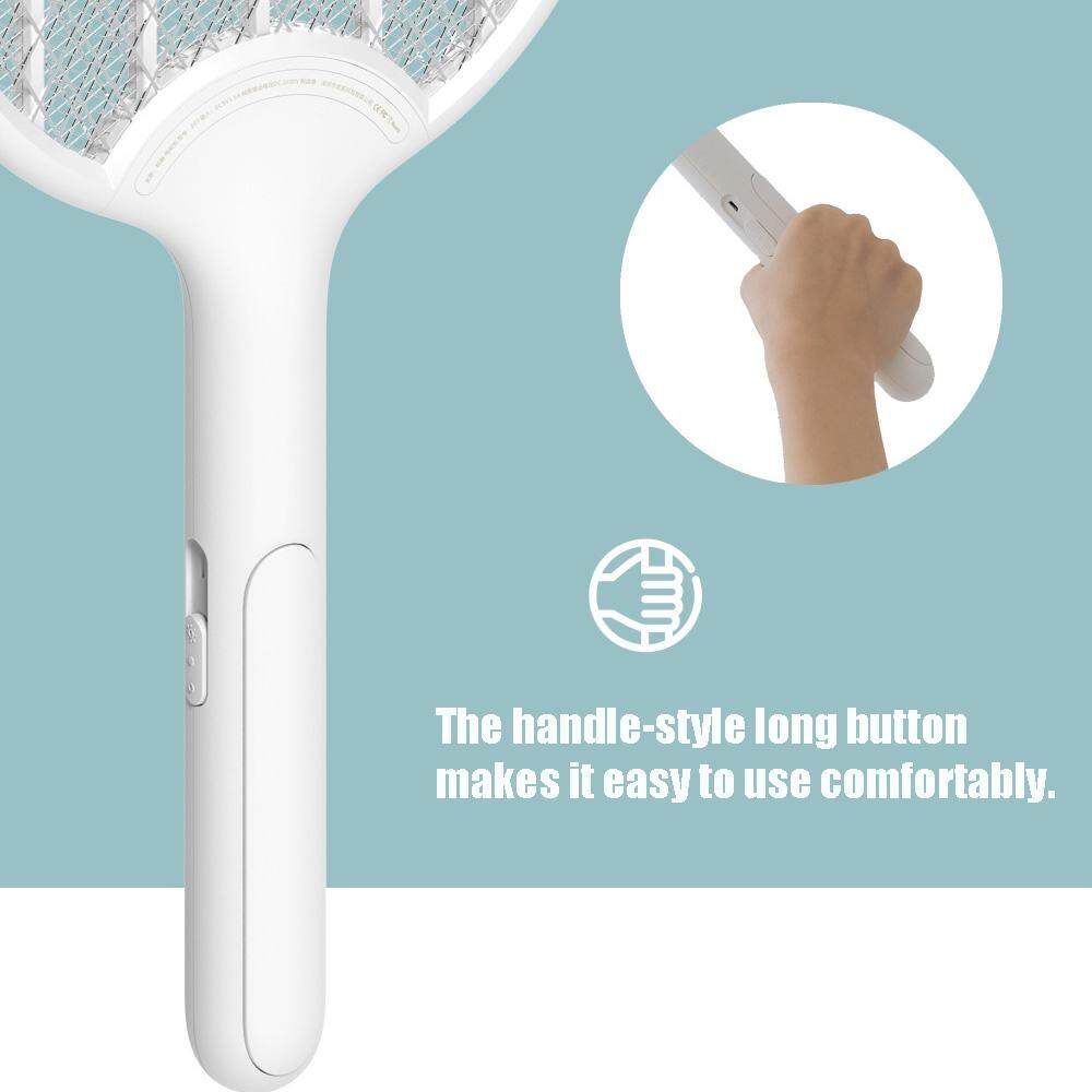 Electric LED Fly Insect Killer Racket Bug Handle Mosquito Wasp Swatter White