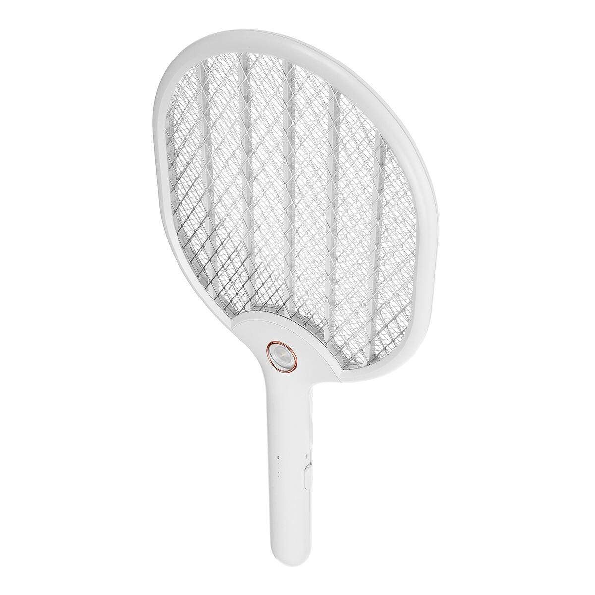 Electric LED Fly Insect Killer Racket Bug Handle Mosquito Wasp Swatter White