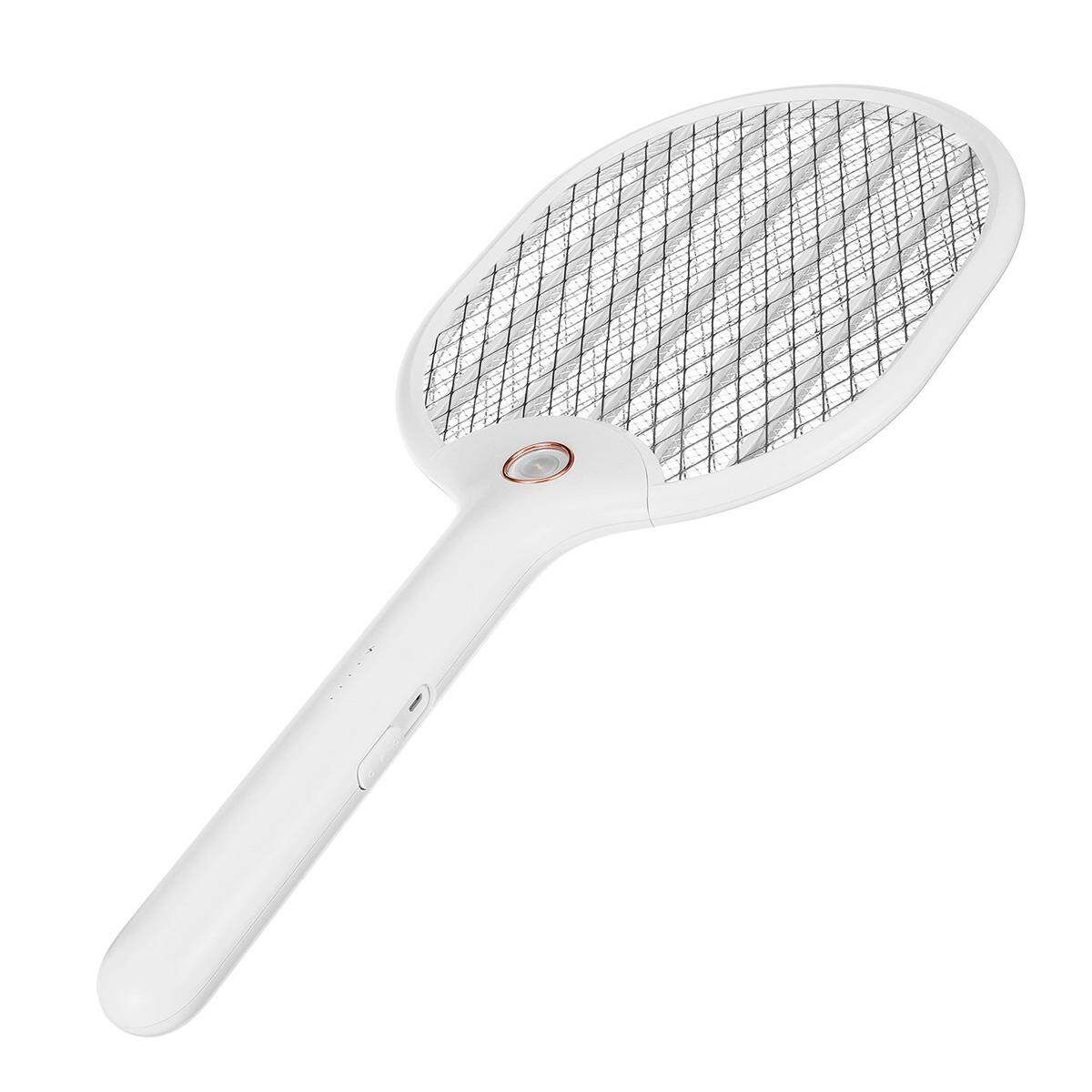 Electric LED Fly Insect Killer Racket Bug Handle Mosquito Wasp Swatter White