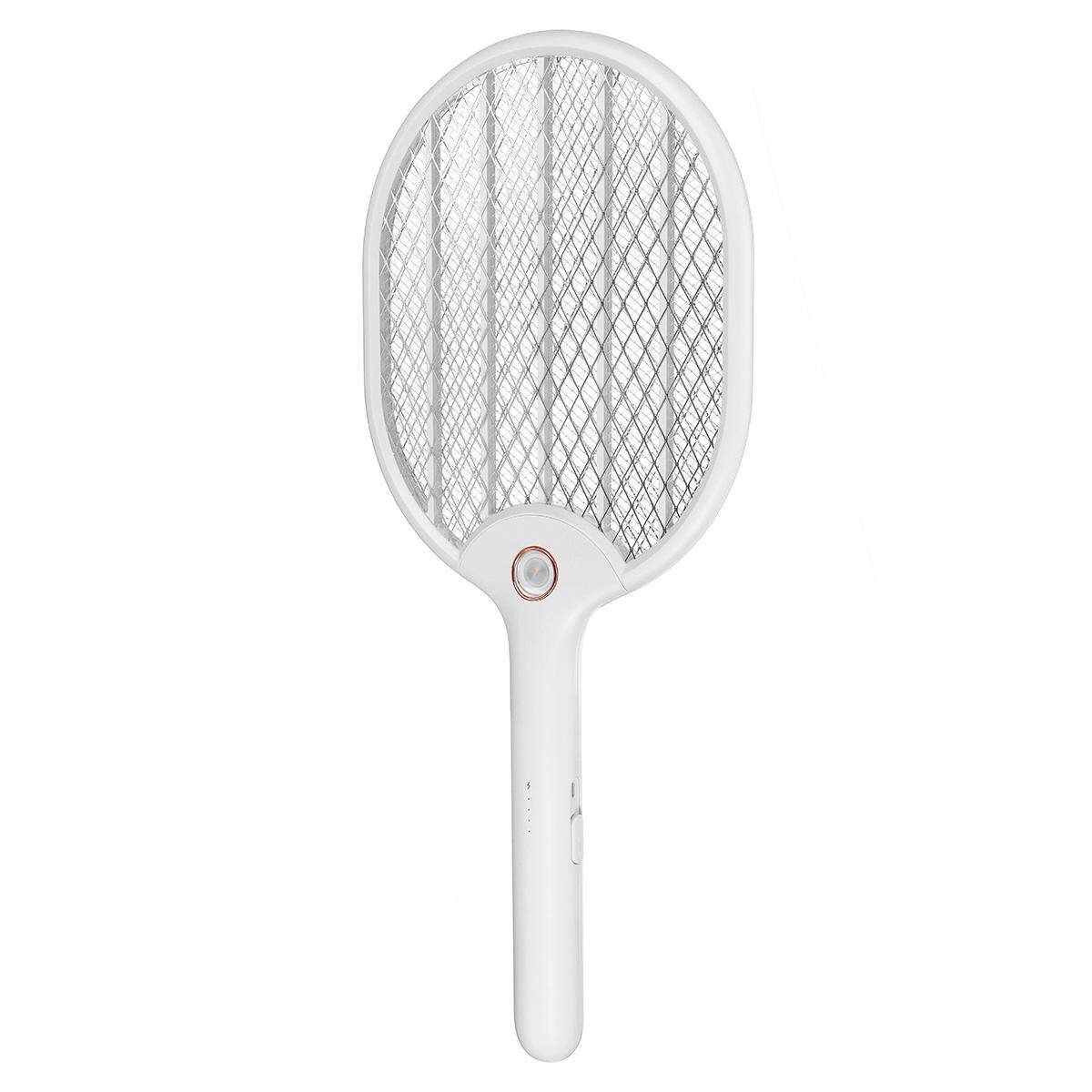 Electric LED Fly Insect Killer Racket Bug Handle Mosquito Wasp Swatter White