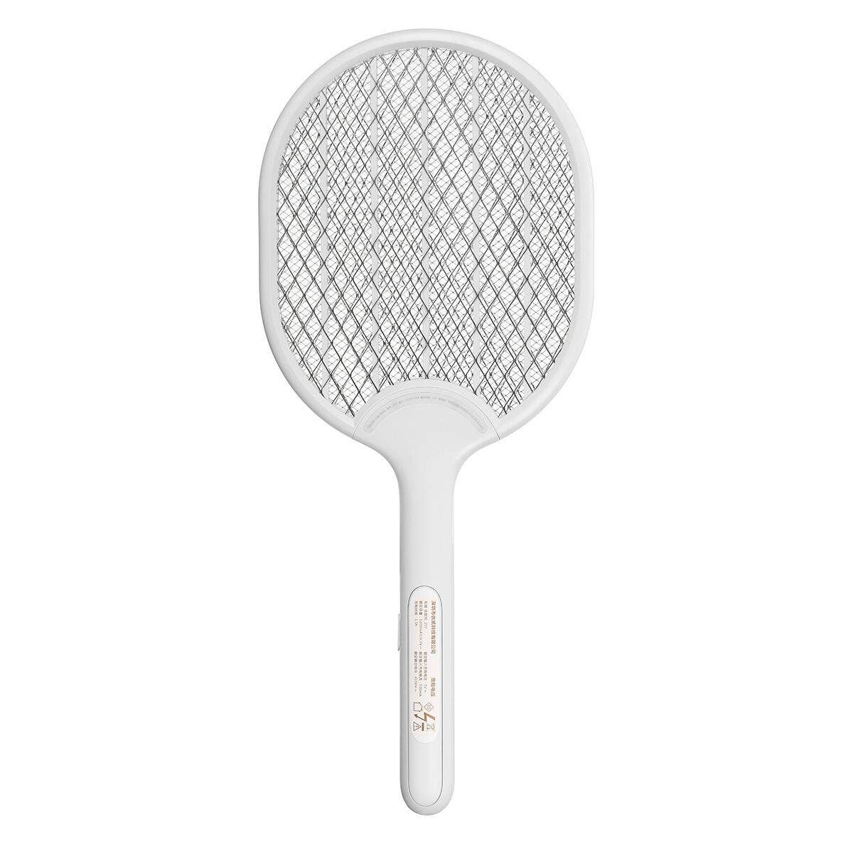 Electric LED Fly Insect Killer Racket Bug Handle Mosquito Wasp Swatter White